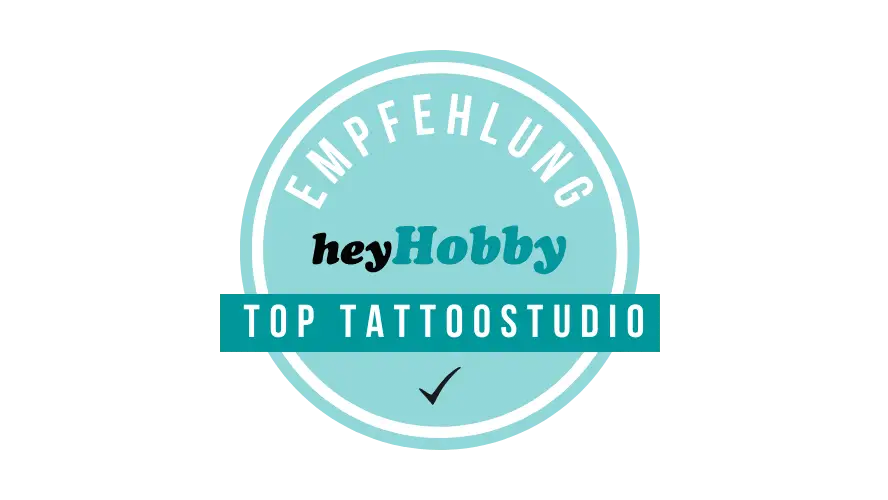 Top Tattoostudio, Siegel rund - Heyhobby_16:9_Bestes Tattoostudio in Frankfurt_Top-Auszeichnung