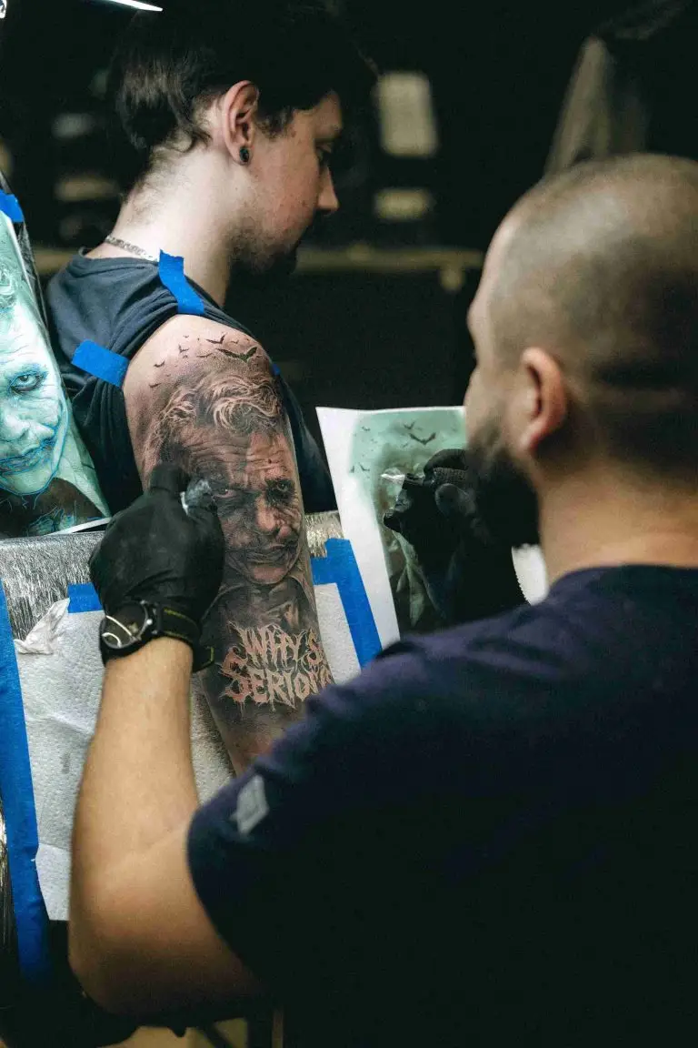 pikass tattoo termin realistic portrait oberarm